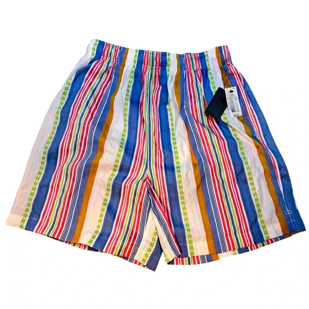 NWT Daniel Cremieux Striped Embroidered Mens Swim Trunks Sz. M - MRSP $69.50